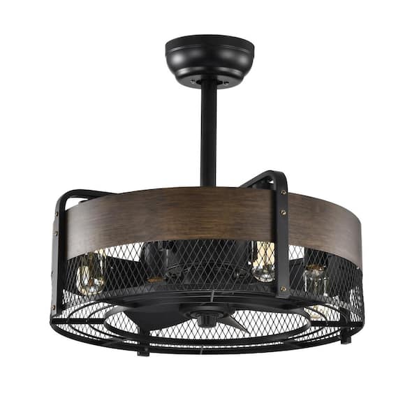 HKMGT 20.6 in. Indoor Black and Dark Brown Ceiling Fan with No Bulbs Included and Remote Included