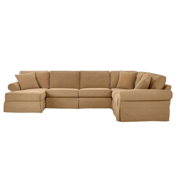 Home Decorators Collection Hillbrook Essence Camel Polyester 6 Seater U Shaped Right Facing Sectional Sofa With Removable Cushions P26zf18ca The Depot Home Decorators Collection Hillbrook, Camel Fabric Sectional Sofa