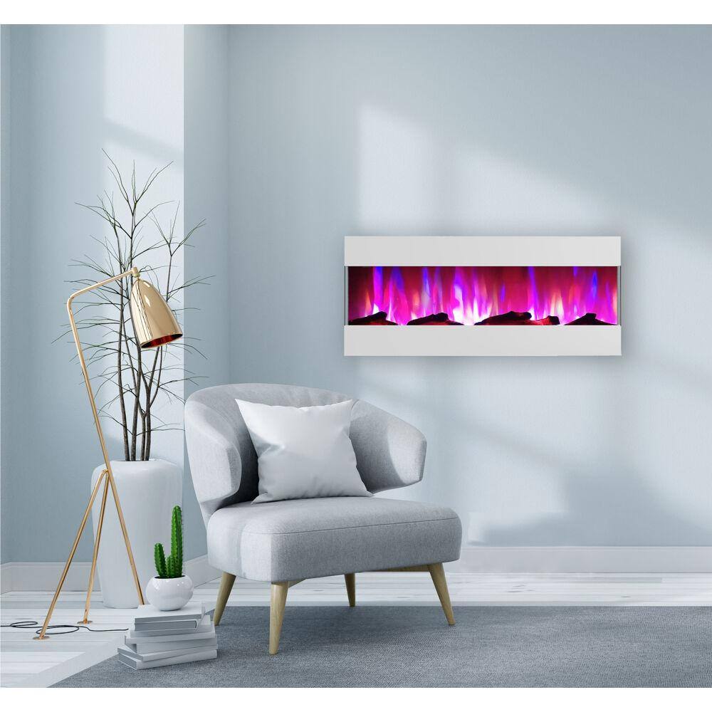 Cambridge 50" White LED Electric Fireplace with Color Changing Display