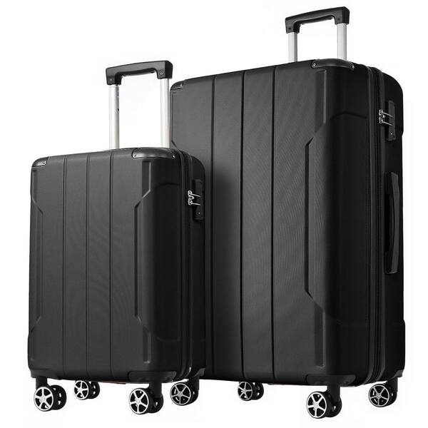 LIVACA 2-Piece Black ABS Plastic Hardshell Expandable Spinner