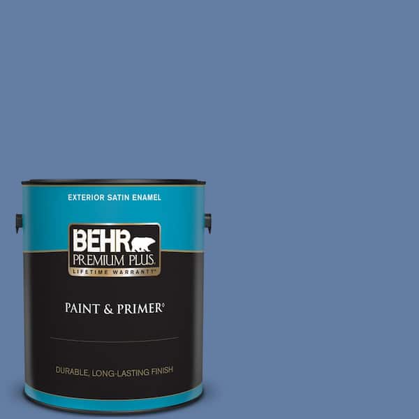 BEHR PREMIUM PLUS 1 gal. #600D-6 Blueberry Patch Satin Enamel Exterior Paint & Primer