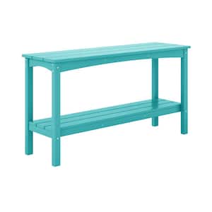Laguna Outdoor Patio Bar Console Table with Storage Shelf Turquoise