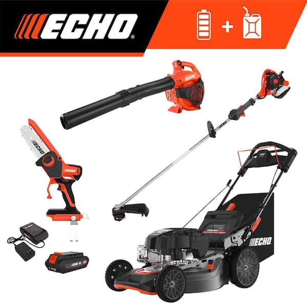 21 in. 190 cc Gas 3-in-1 RWD Self-Propelled Mower, Gas SRM-225 Trimmer, Blower, 56V Chainsaw w/ 2.5Ah Battery/Charger