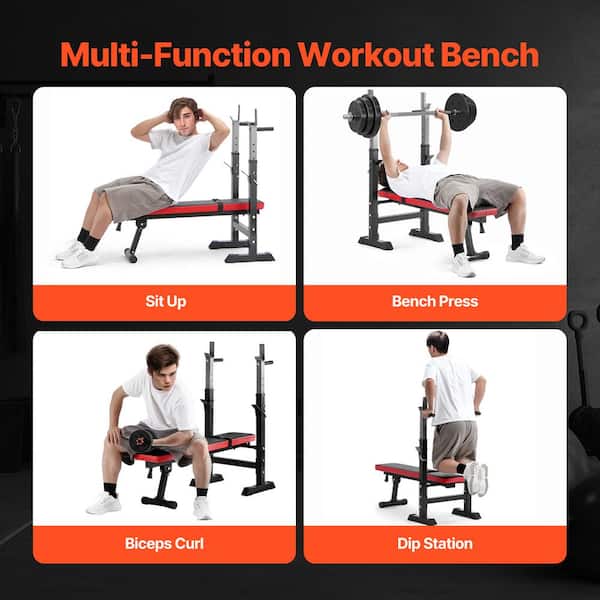 Adjustable Weight Bench 600LB 4-in-1 Squat, Leg Curl, Bench