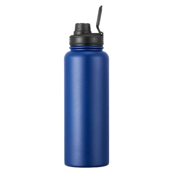 Insulated Water Bottle 40 oz. Blue Stainless Steel Sports Coffee Cup Handheld Travel Coffee Mug Walled 1-Pieces