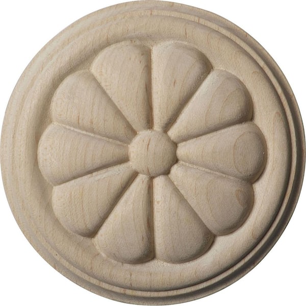 Ekena Millwork 1/2 in. x 3-1/2 in. x 3-1/2 in. Unfinished Wood Rubberwood Reese Rosette