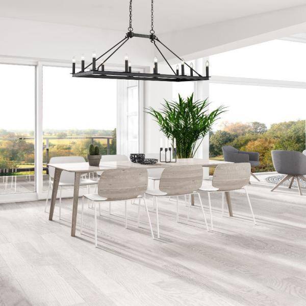 Matte Black Steel 12-Light Candle Island Chandelier