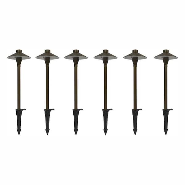 60 Lumen Low Voltage Brass Integrated LED Outdoor Landscape Path Light (6-Pack)