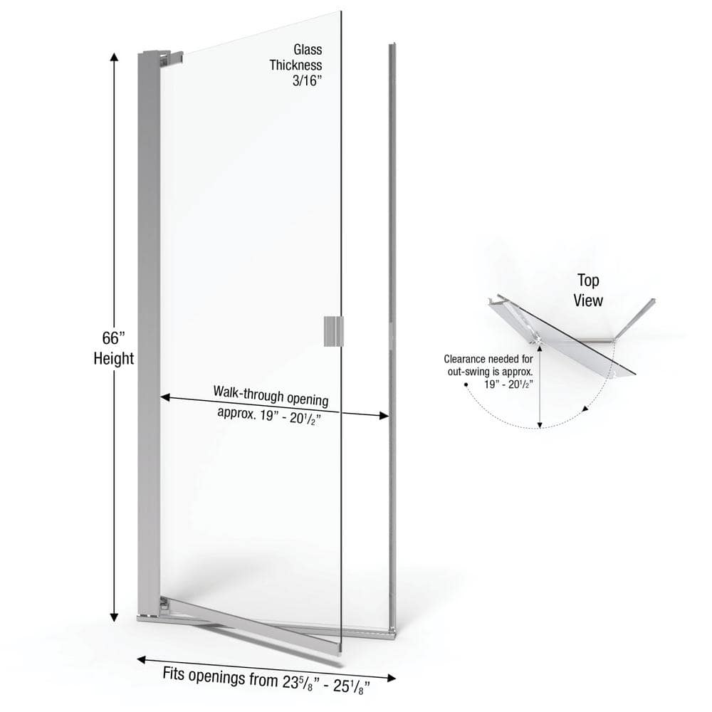 Armon 66" Chrome Pivot Shower Door with Obscure Glass