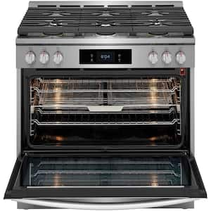 Gallery 36 in. 6-Burner Slide-In Dual Fuel Range in Stainless Steel with Total Convection and Air Fry