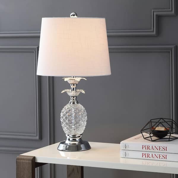 JONATHAN Y Jane 24 in. Clear/Chrome Glass Table Lamp