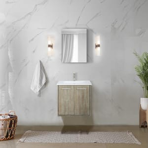 Fairbanks 24 in W x 20 in D Rustic Acacia Bath Vanity, White Quartz Top and Brushed Nickel Faucet Set