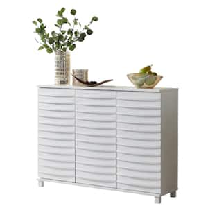 SignatureHome Caballo 42 in. L White Finish Rectangle Top Wood Buffet Console Table Cabinets