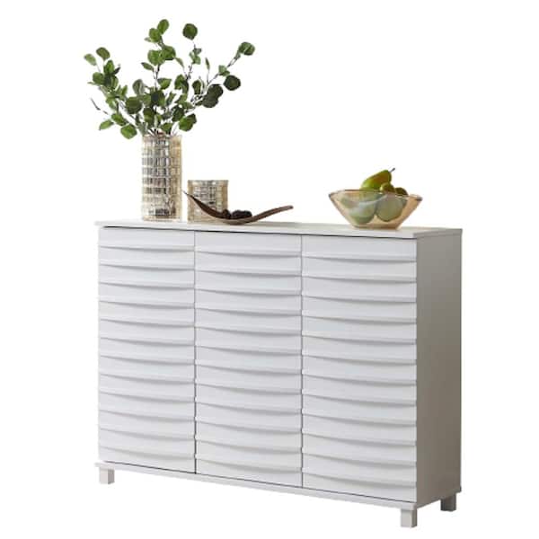 Signature Home SignatureHome Caballo 42 in. L White Finish Rectangle Top Wood Buffet Console Table Cabinets