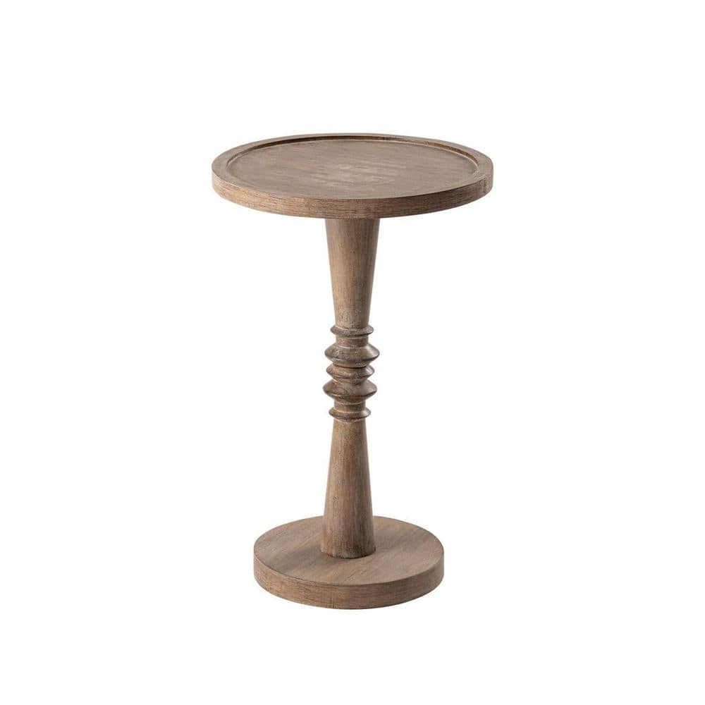 Farmhouse Rustic Distressed Wood Round Pedestal Drinking Table