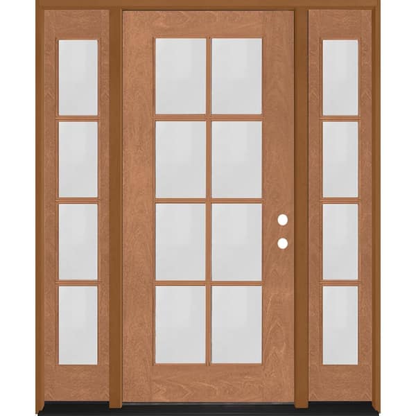 Steves & Sons Regency 64 in. x 80 in. Full Lite 8 Lite Clear Glass LH AutumnWheat Mahogany Fiberglass Prehung Front Door w/Dbl12in.SL