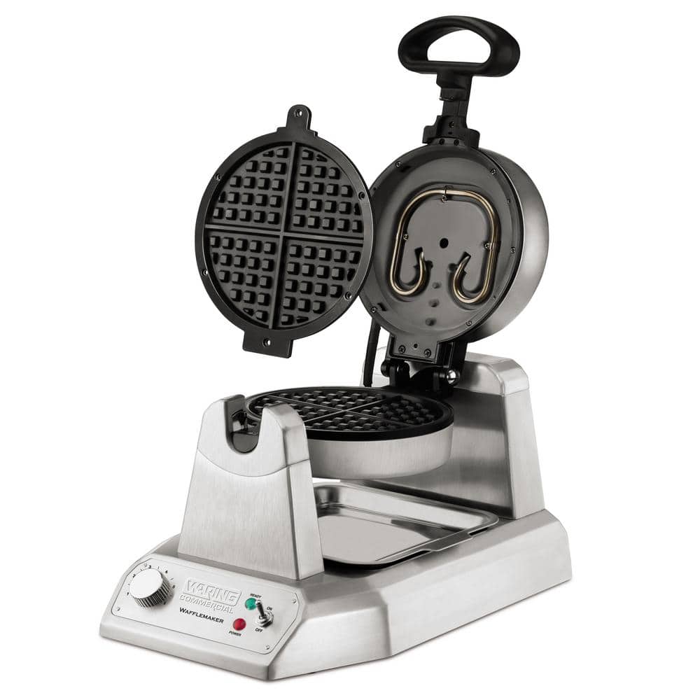 Waring Commercial Heavy-Duty Classic Waffle Maker with Serviceable Plates- 120V, 1200W, Silver