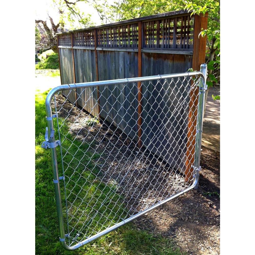 Adjustable Silver Chain Link Walk-Through Gate Kit, 4' x 6'