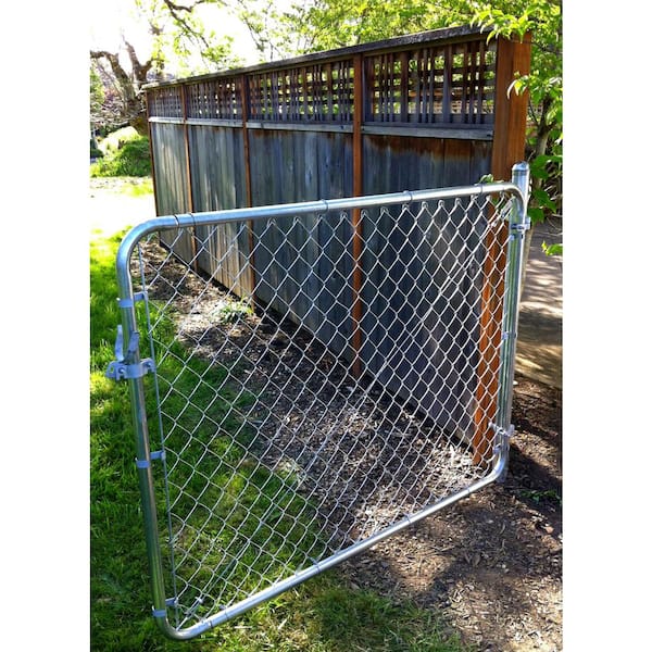 4-ft H x 4-ft W Vinyl Coated Vinyl-coated Steel Walk-thru Chain Link Fence Gate with Mesh Size 2-in