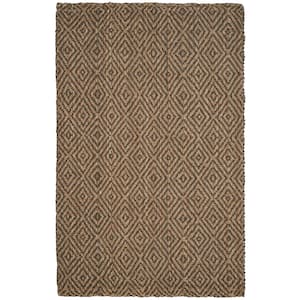 Natural Fiber Beige/Gray 4 ft. x 6 ft. Geometric Area Rug