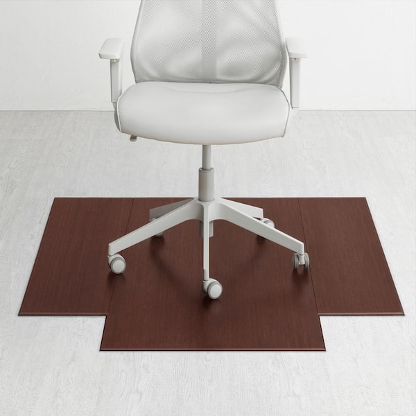 Anji Mountain Plush Dark Brown Mahogany 47 in. x 51 in. Bamboo Tri-Fold Office Chair Mat with Lip