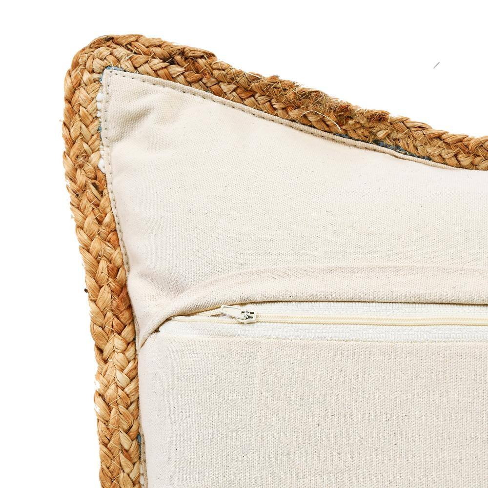 Set of 2 Blue and White Cotton Blend Square Throw Pillows