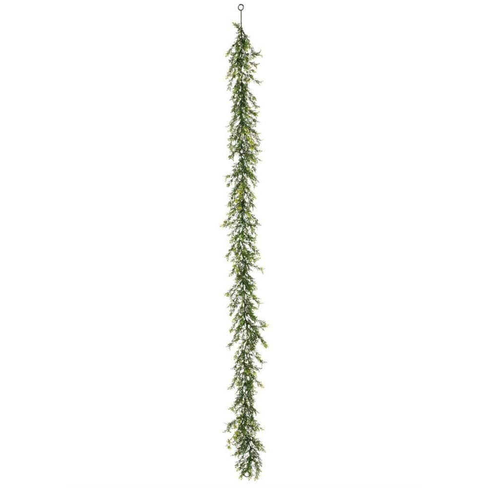 SULLIVANS 70 Artificial Silver Flocked Fern Berry Garland FECGD - The Home  Depot