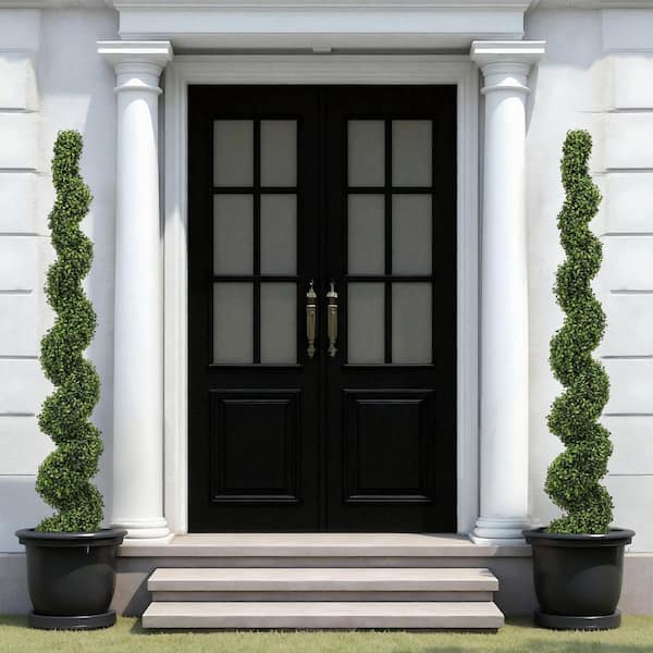6 ft. Artificial Spiral Topiary Trees, Outdoor Faux Boxwood Plants