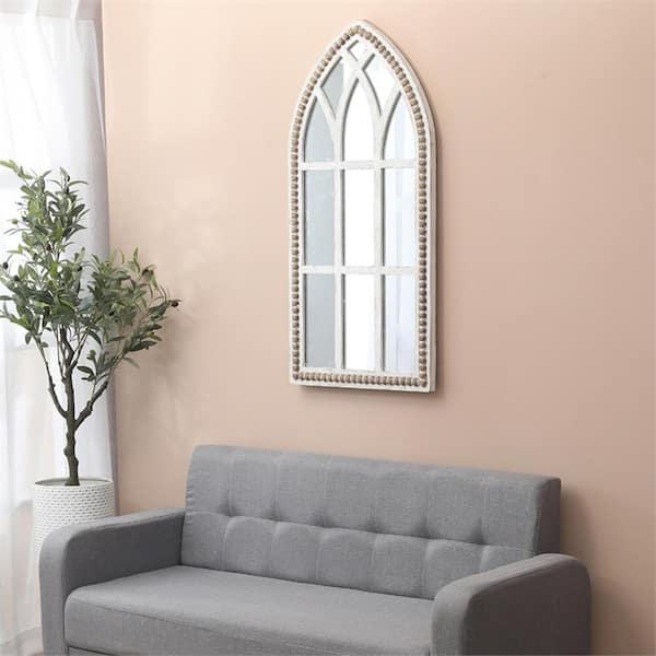 Medium Arch White Modern Mirror (39.4 in. H x 18.9 in. W)