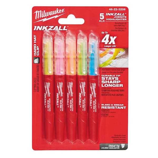 Milwaukee INKZALL Multi-Color Jobsite Highlighter (5-Pack)