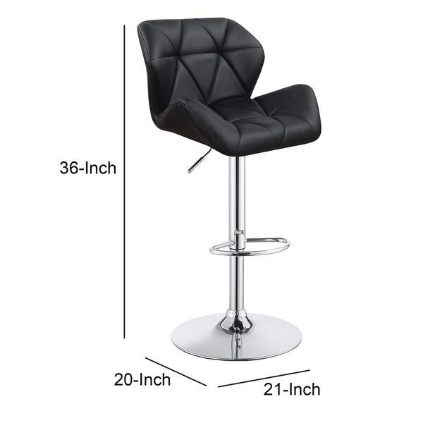 Black and Blue Benjara 20-Inch Metal and Leatherette Swivel Bar Stool