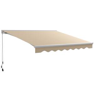 Cream White 12.8 ft. x 9.8 ft. Sun Shade Shelter with LED Lights, Remote Controller and Crank Handle