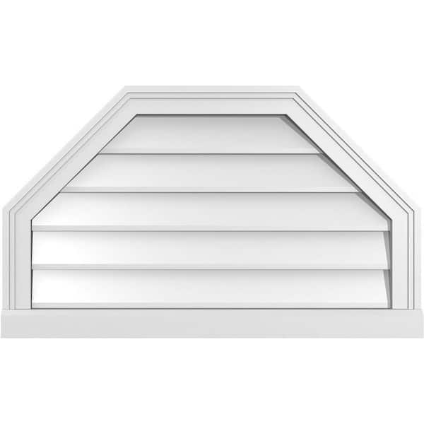 Ekena Millwork 30" x 18" Octagonal Top Surface Mount PVC Gable Vent: Non-Functional with Brickmould Sill Frame