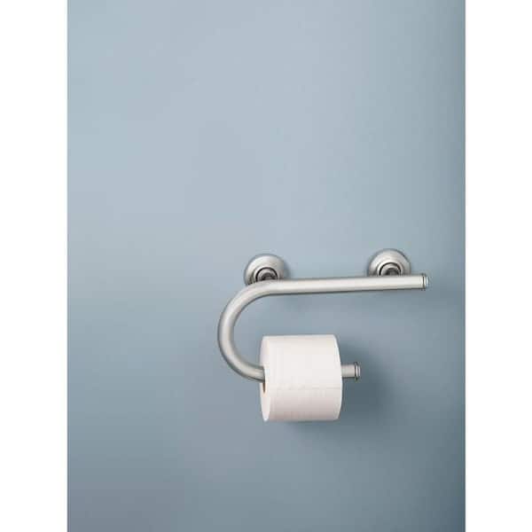 Home Care 8 in. x 1 in. Screw Grab Bar with Integrated Paper Holder in Chrome