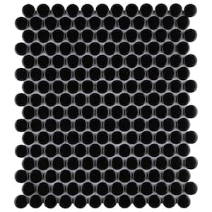 Metro Penny Matte Satin Black 9-3/4 in. x 11-1/2 in. x 6 mm Porcelain Mosaic Tile (0.78 sq. ft./Each)