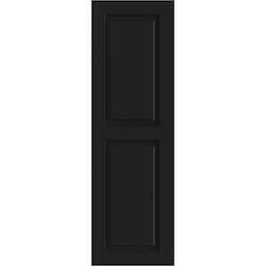 15" x 48" True Fit PVC Two Equal Raised Panel Shutters, Black (Per Pair)