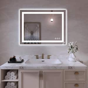 32 in. W x 24 in. H Small Rectangular Frameless Anti-Fog LED Light Wall Mounted Bathroom Vanity Mirror in White