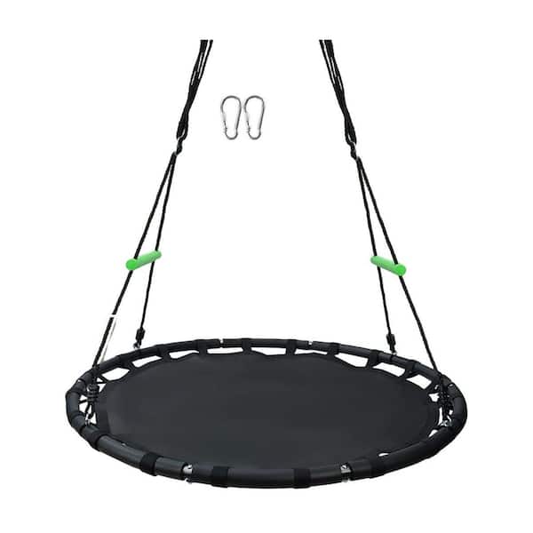 Specialty Black 48 in. Saucer Swing with 1 in. Steel Frame, Foam Pipe Cover and PP Mat for Outdoor