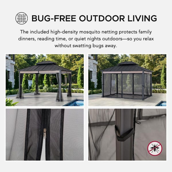 Sunjoy 10 ft. x 12 ft. Heavy-Duty Steel Hardtop Gazebo with