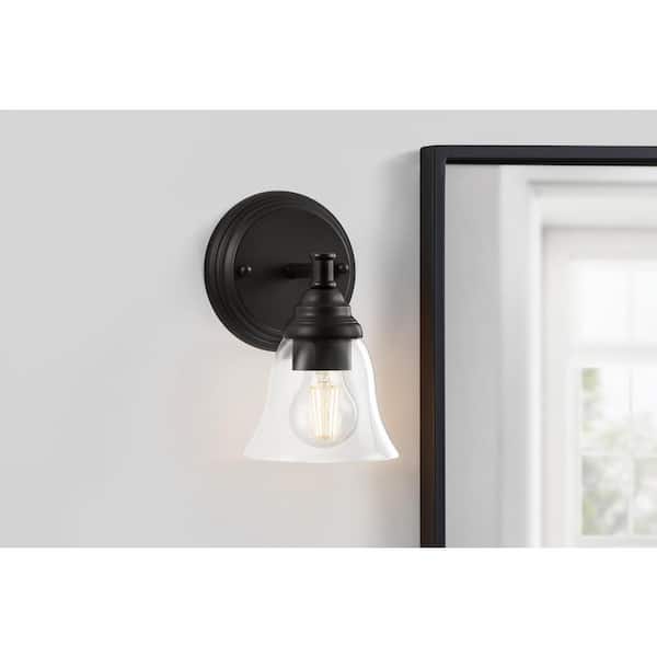 Hampton Bay Marsden 5.5 in. 1-Light Oil Rubbed Bronze Transitional Wall Sconce with Clear Glass Shade