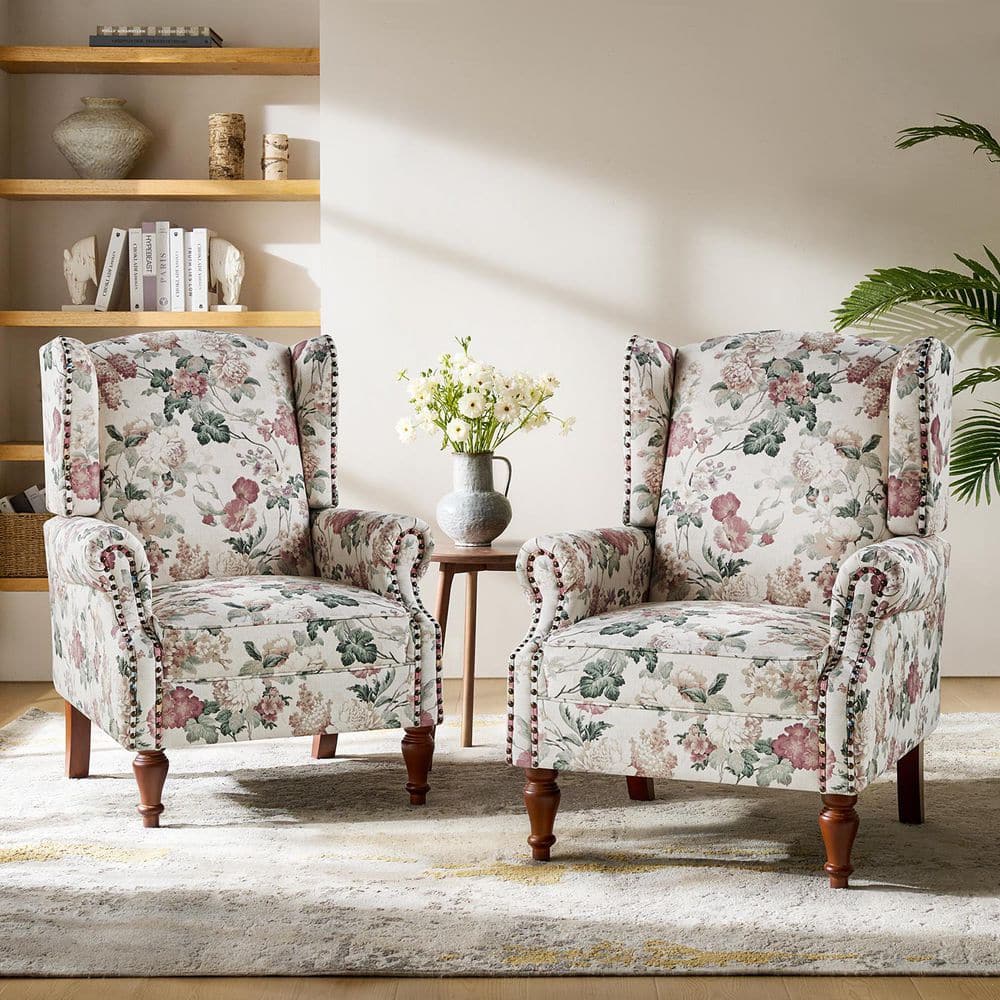 JAYDEN CREATION Gille Traditional Upholstered Wingback Accent