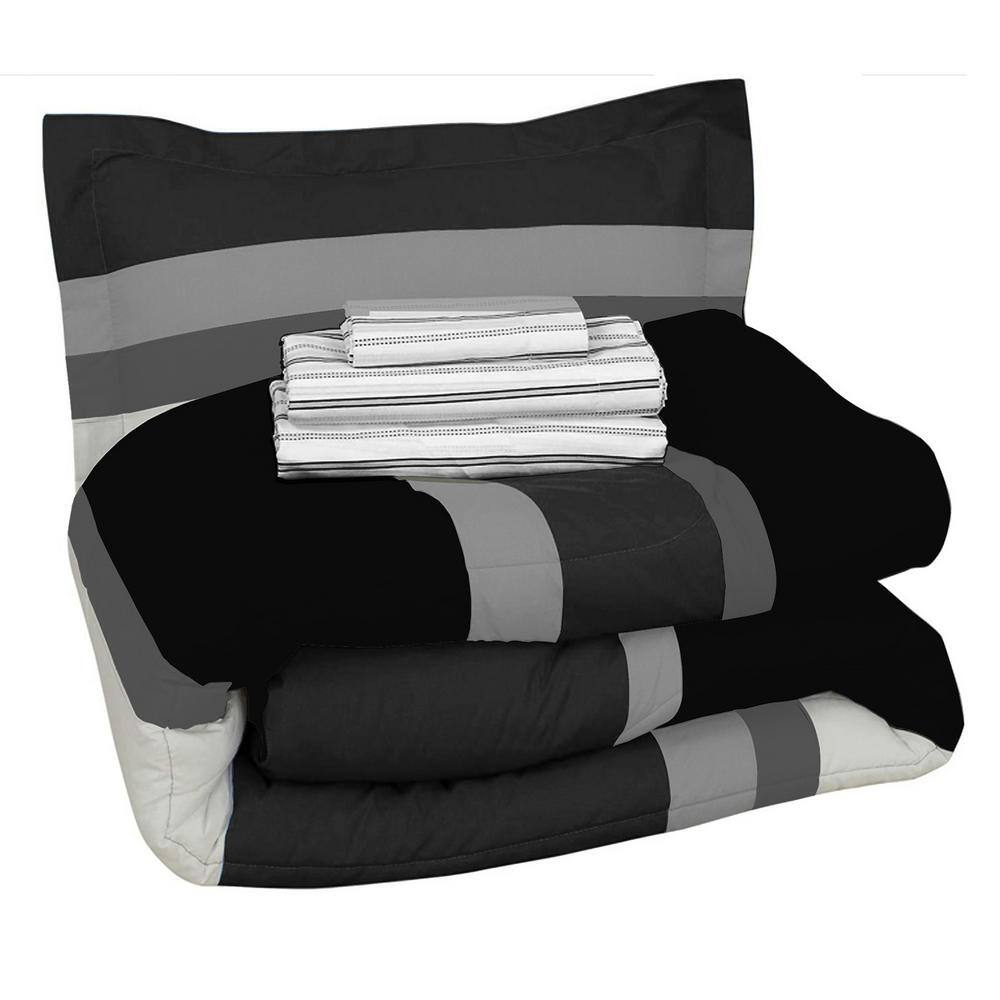 Gray Twin Reversible Microfiber Bed in a Bag Set