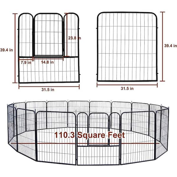 WIAWG 40 in. H, Black Dog Playpen, Portable Dog Exercise Pen Cat