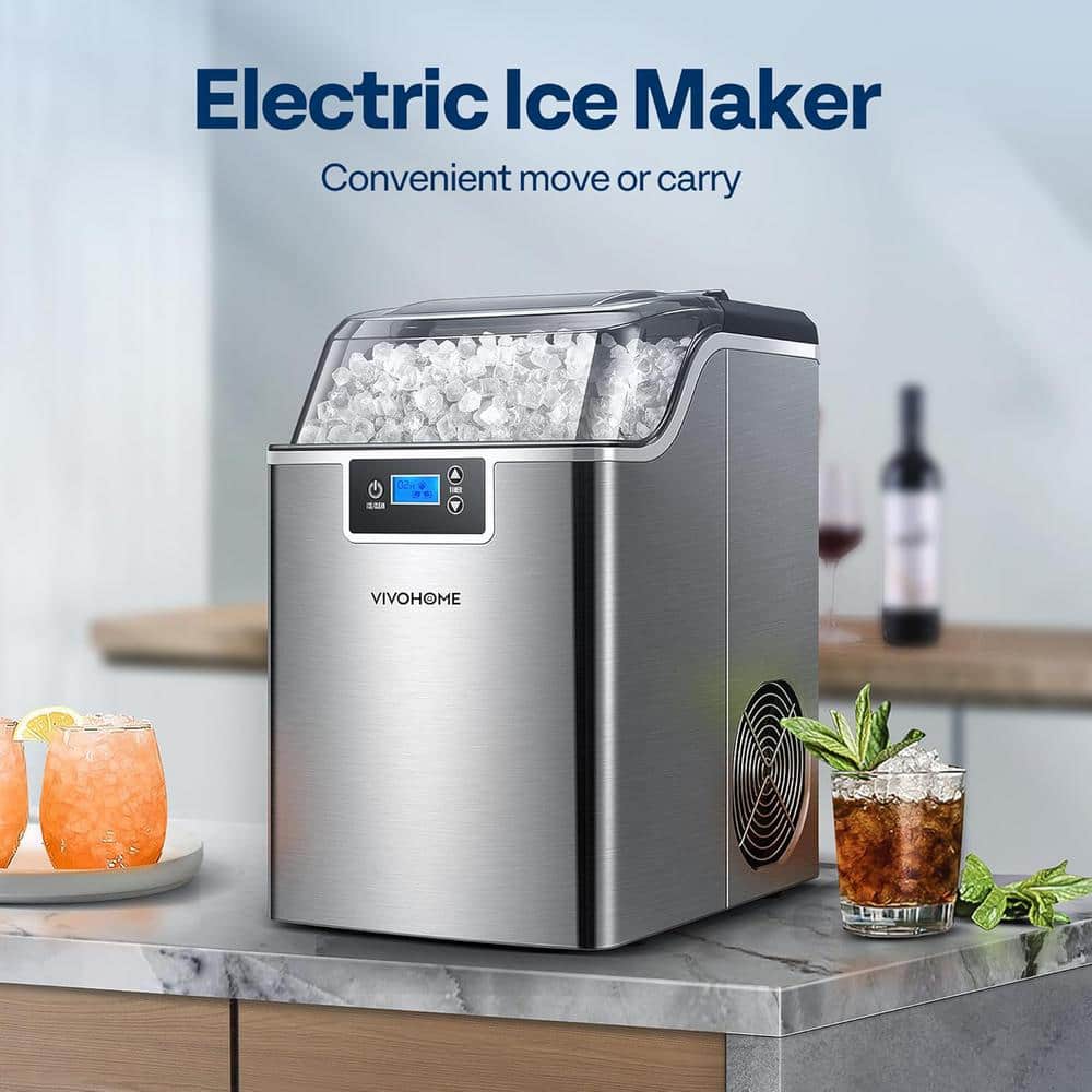 Black Stainless Steel Portable Countertop Nugget Ice Maker