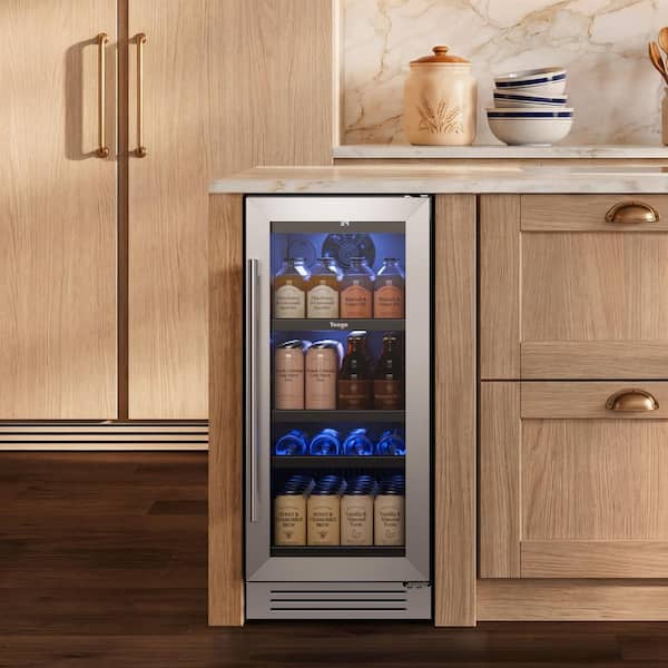Single Zone 15 in. 80 (12 oz.) Cans Beverage Refrigerator Soda Beer Drink Cooler Built-in/Freestanding 34-54°F