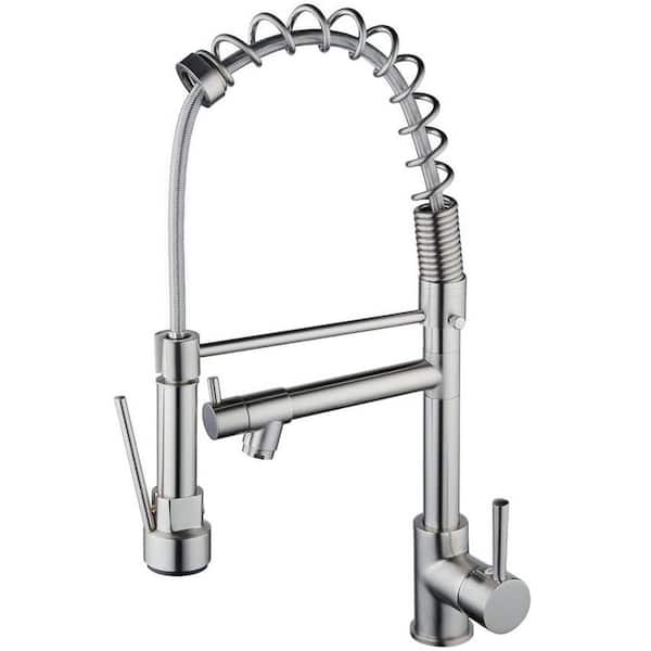 ELLO&ALLO Single-Handle Pull-Down Sprayer Kitchen Faucet in Brushed Nickel