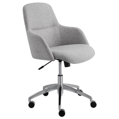 Minna Light Gray Fabric Office Chair with Polished Aluminum Base