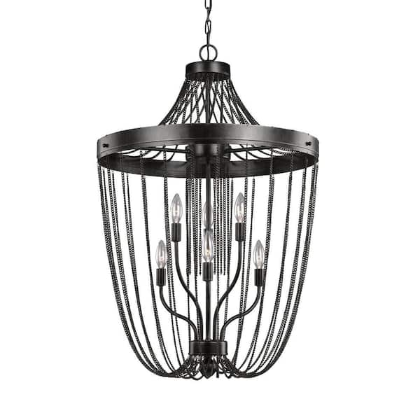 Generation Lighting Kelvyn Park 23 in. W. 6-Light in Weathered Gray Multi Tier Chandelier