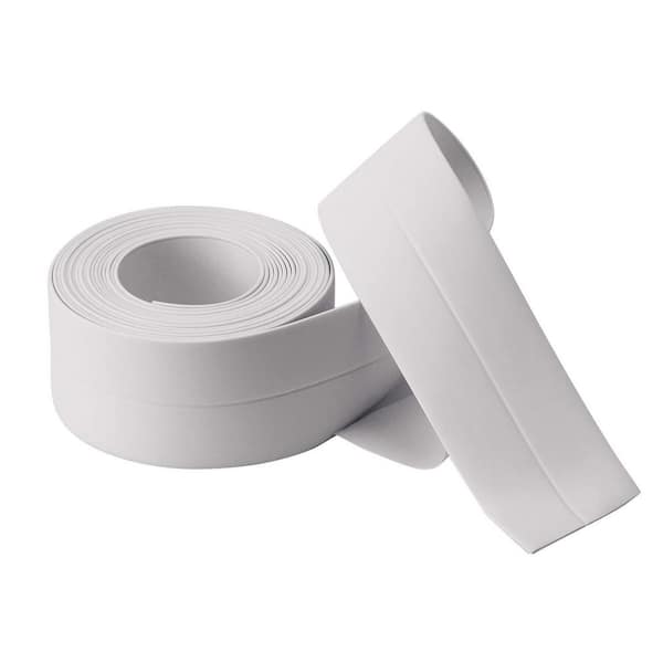 11 in. L White Self Adhesive Waterproof Sealant Strip Shower Door Seal w/ Easy Peel for Bathroom, Kitchen, Sink, Tub