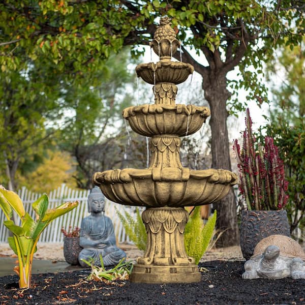 XBRAND 58.3 in. H Electric Resin Tiered Fountain with Submersible